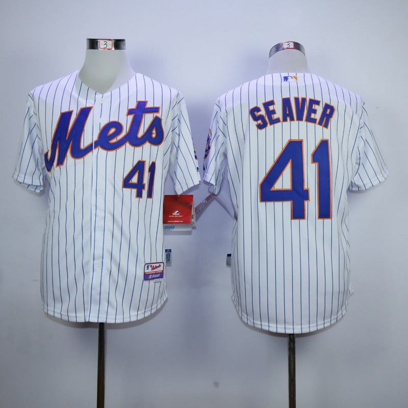 Men New York Mets #41 Seaver White Stripe MLB Jerseys->->MLB Jersey